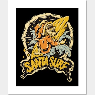 Santa Surf Posters and Art